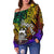 Tuvalu Custom Personalised Women's Off Shoulder Sweater - Rainbow Polynesian Pattern - Polynesian Pride