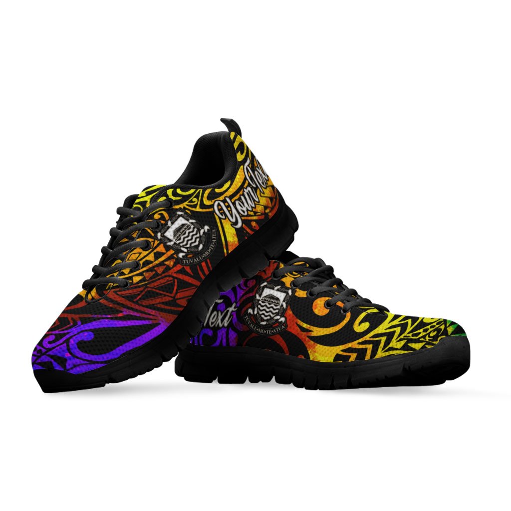 Tuvalu Custom Personalised Sneakers - Rainbow Polynesian Pattern - Polynesian Pride