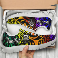Tuvalu Custom Personalised Sneakers - Rainbow Polynesian Pattern - Polynesian Pride