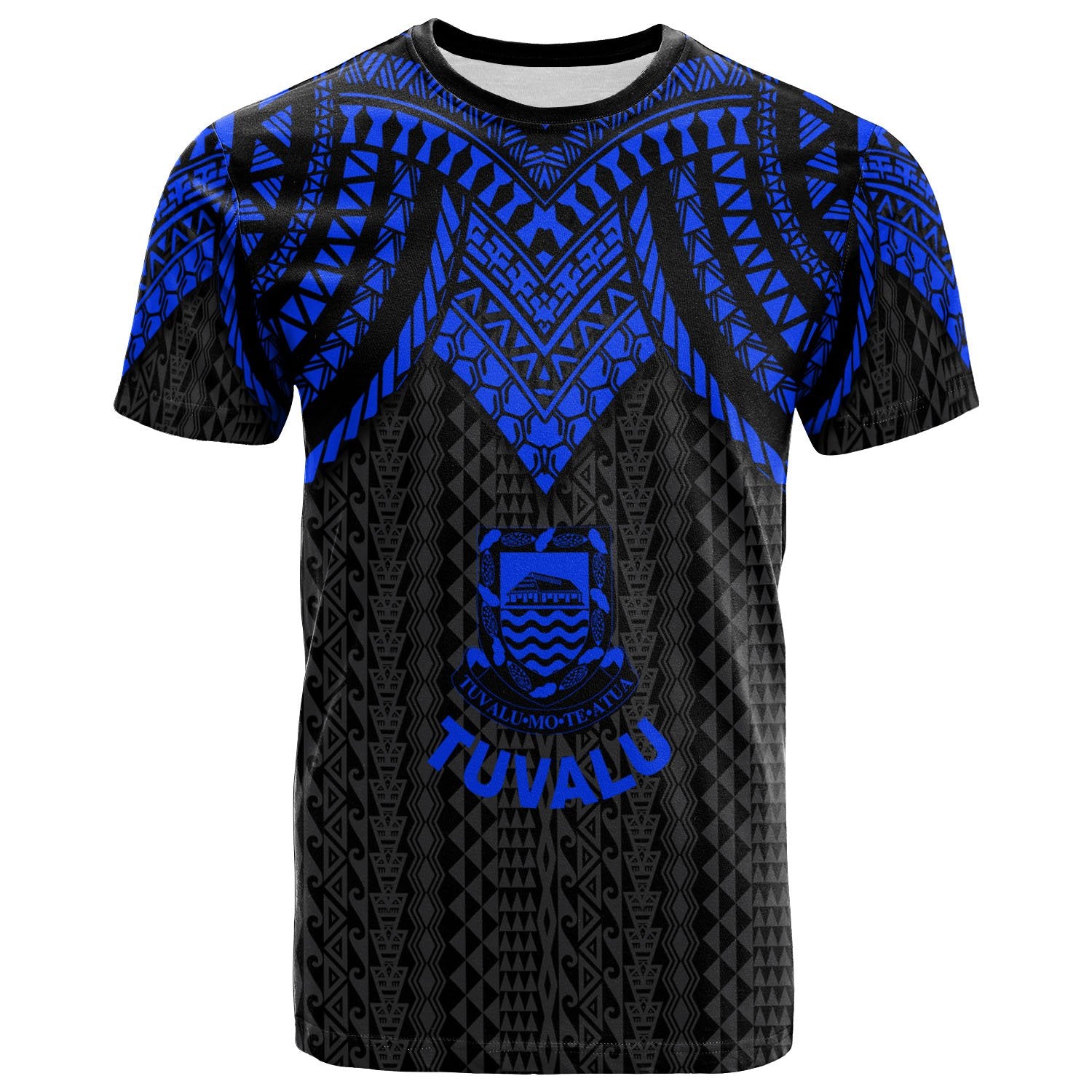 Tuvalu T Shirt Polynesian Armor Style Blue Unisex Blue - Polynesian Pride