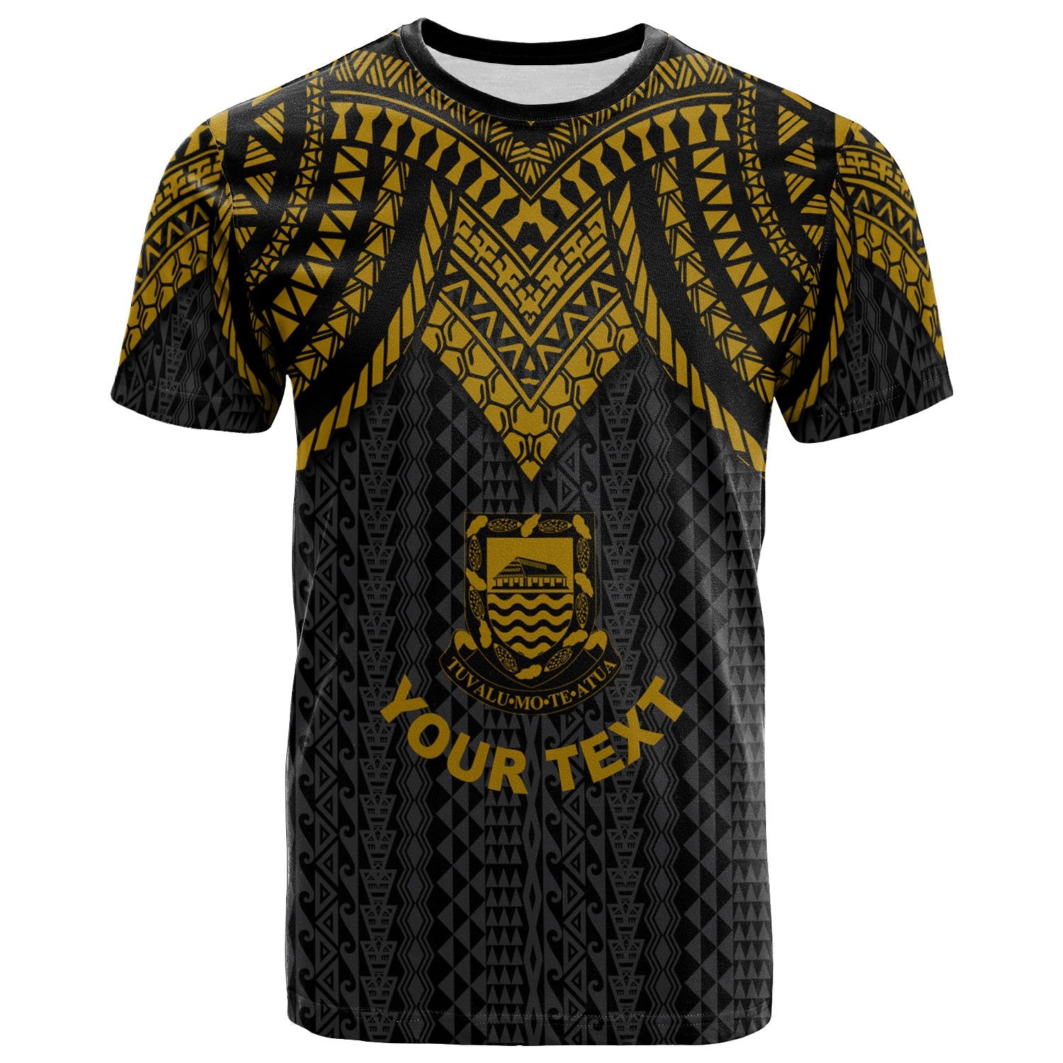 Tuvalu Custom T Shirt Polynesian Armor Style Gold Unisex Art - Polynesian Pride