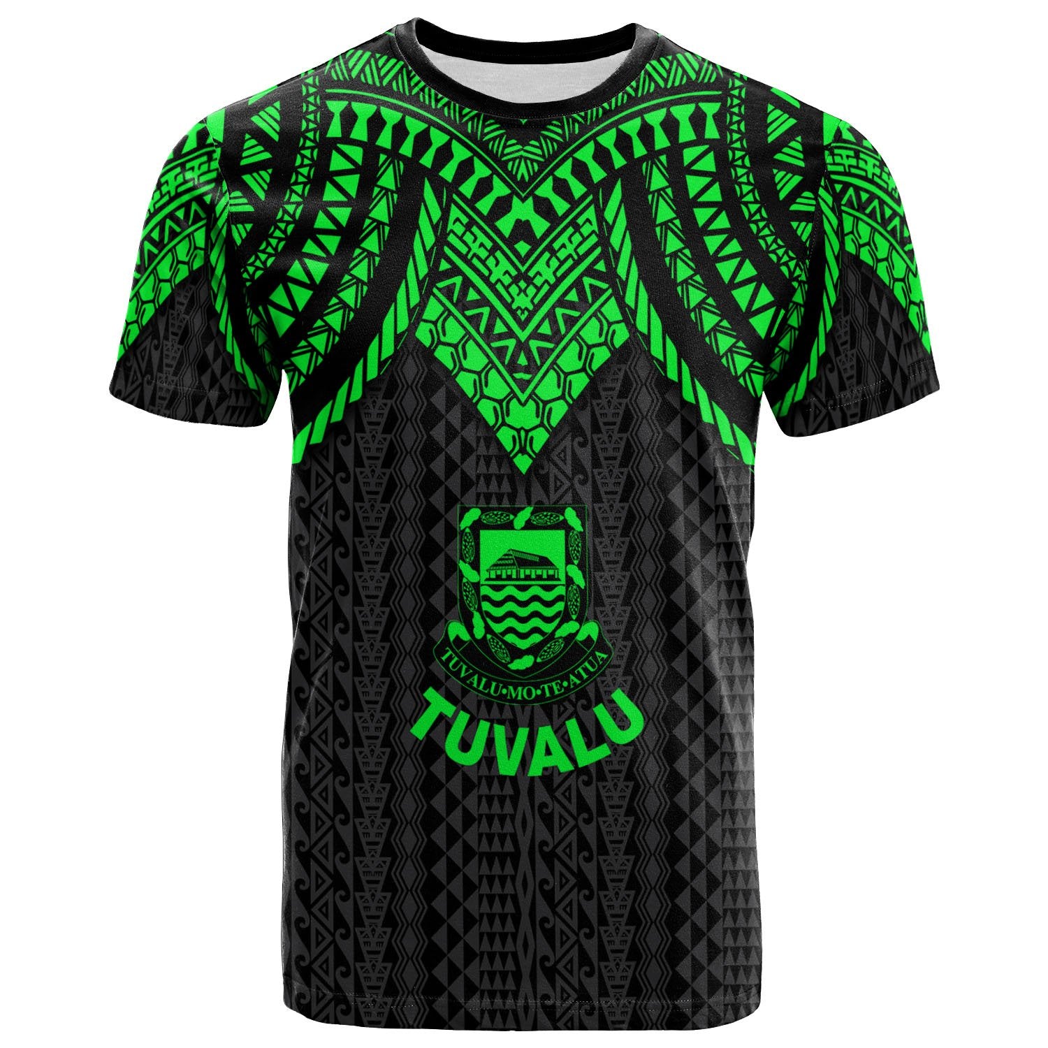 Tuvalu T Shirt Polynesian Armor Style Green Unisex Art - Polynesian Pride