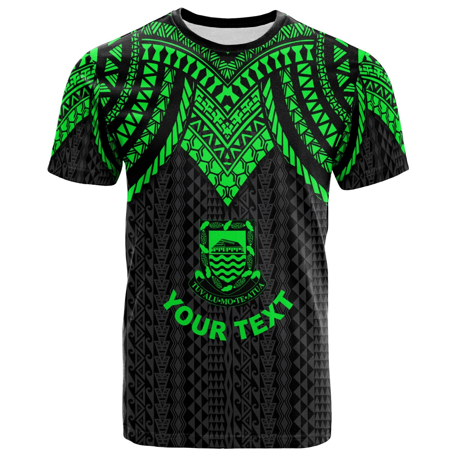 Tuvalu Custom T Shirt Polynesian Armor Style Green Unisex Art - Polynesian Pride