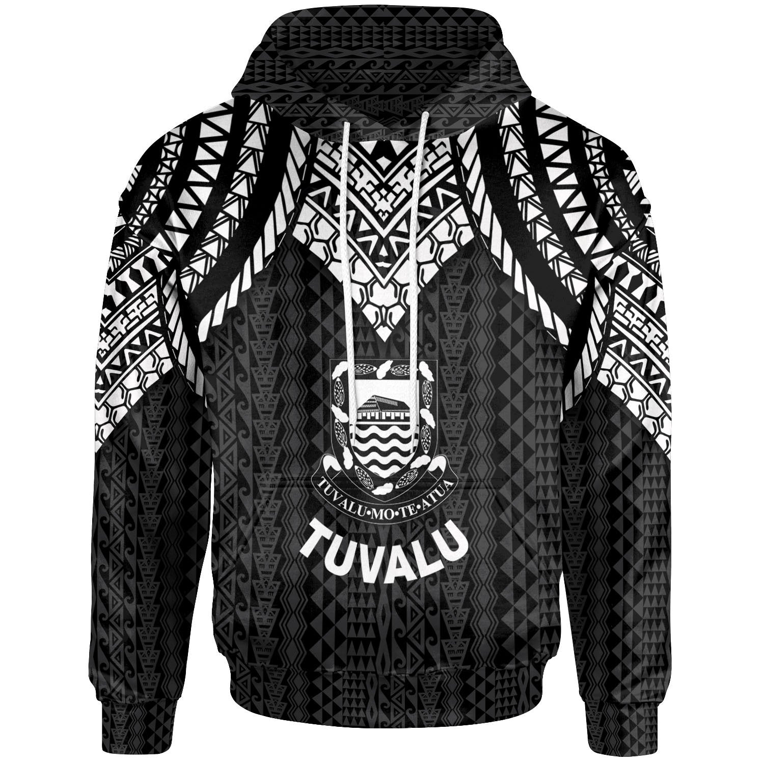 Tuvalu Hoodie Polynesian Armor Style Black Unisex Black - Polynesian Pride