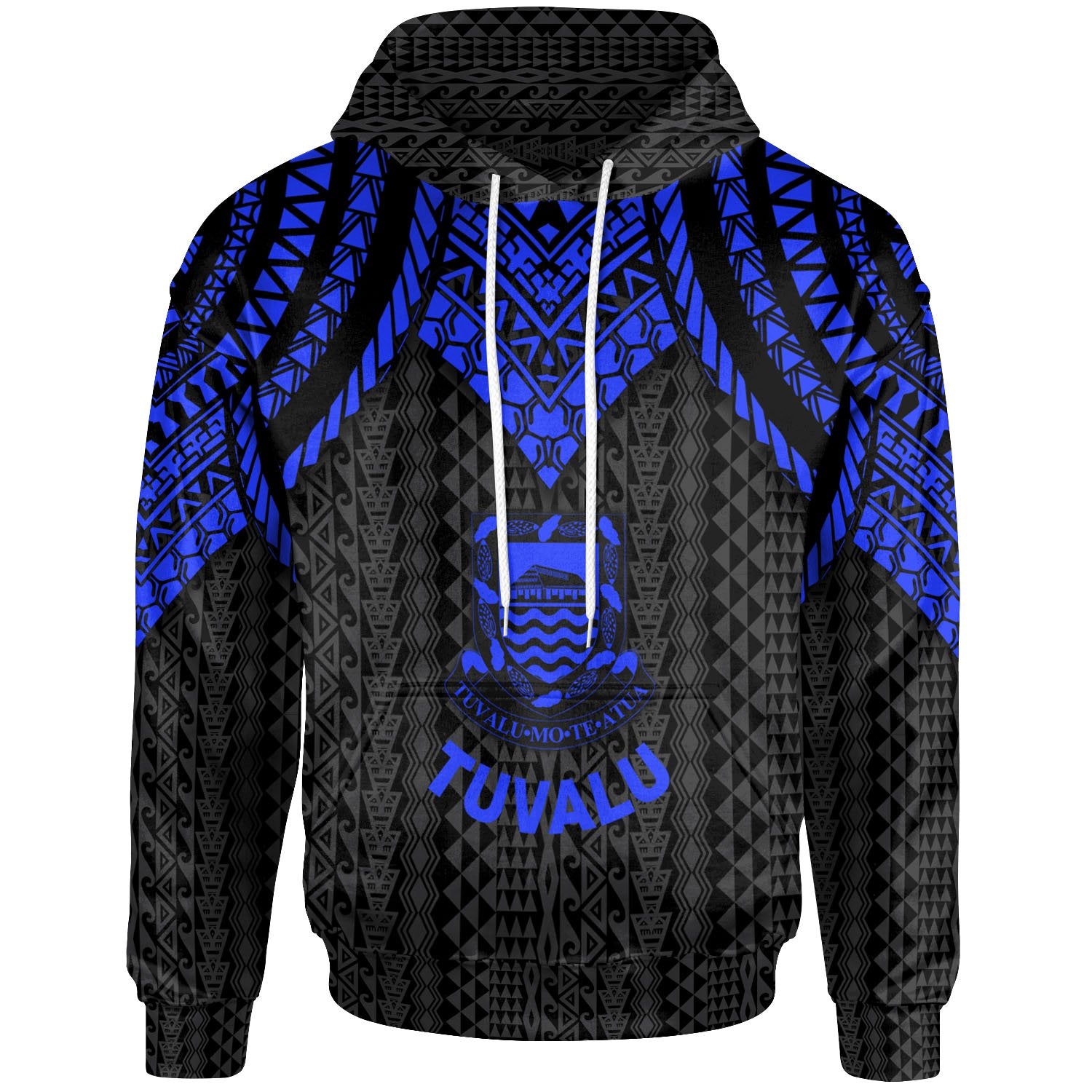 Tuvalu Hoodie Polynesian Armor Style Blue Blue - Polynesian Pride