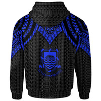 Tuvalu Custom Hoodie Polynesian Armor Style Blue - Polynesian Pride