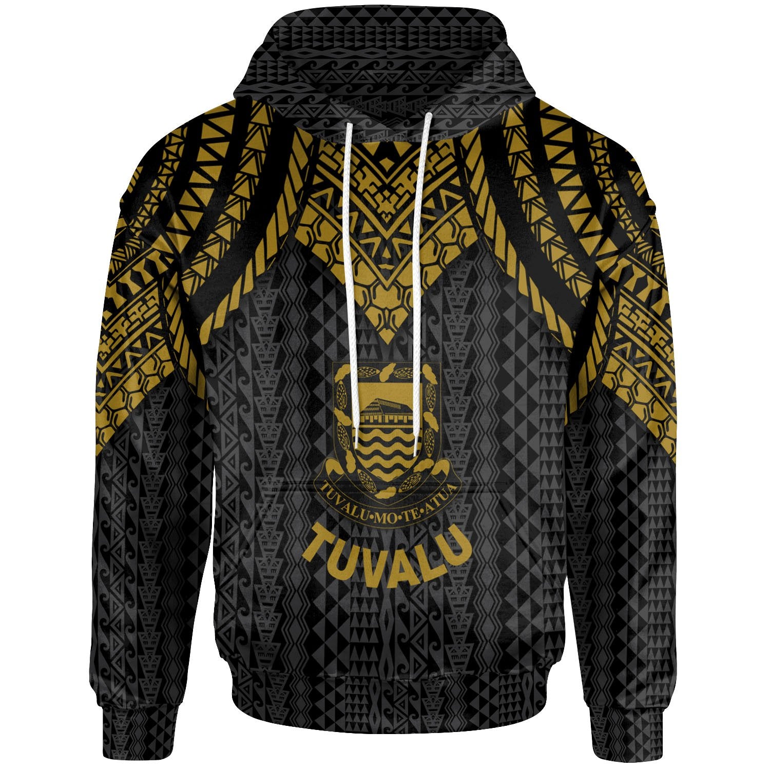 Tuvalu Hoodie Polynesian Armor Style Gold Unisex Gold - Polynesian Pride