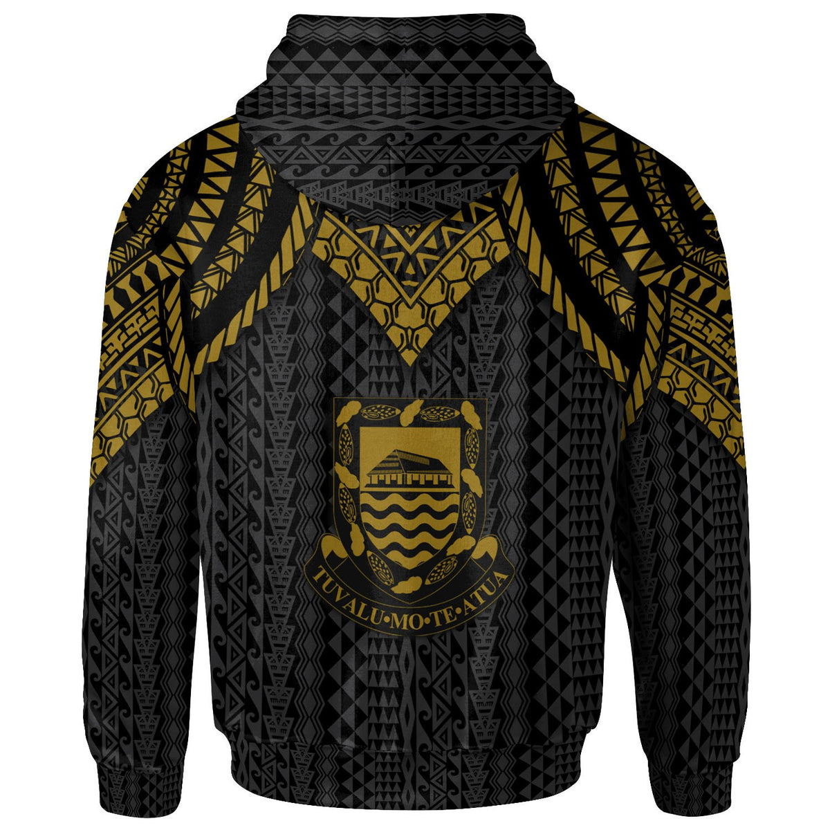 Tuvalu Custom Zip up Hoodie Polynesian Armor Style Gold - Polynesian Pride