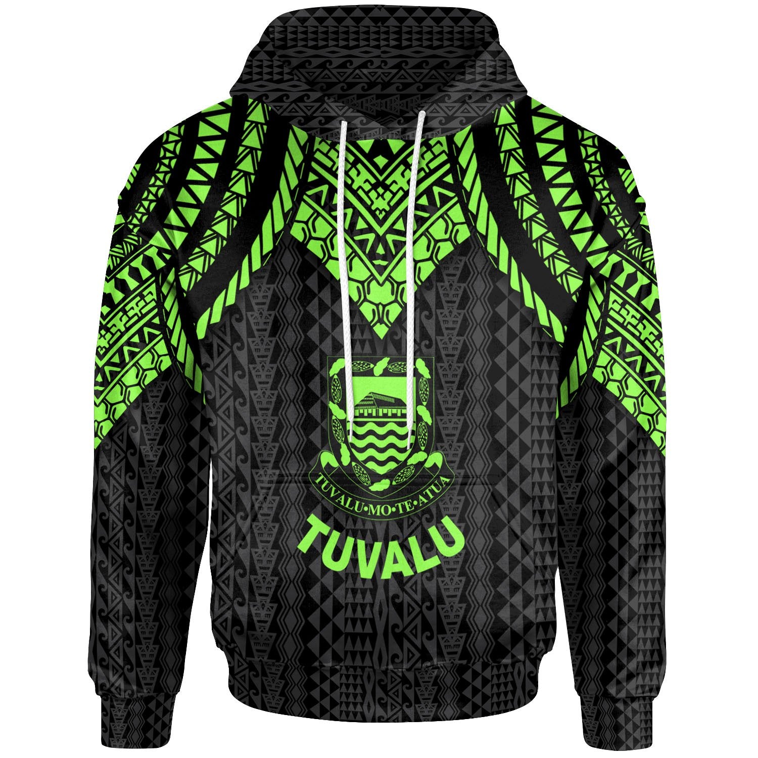 Tuvalu Hoodie Polynesian Armor Style Green Unisex Green - Polynesian Pride