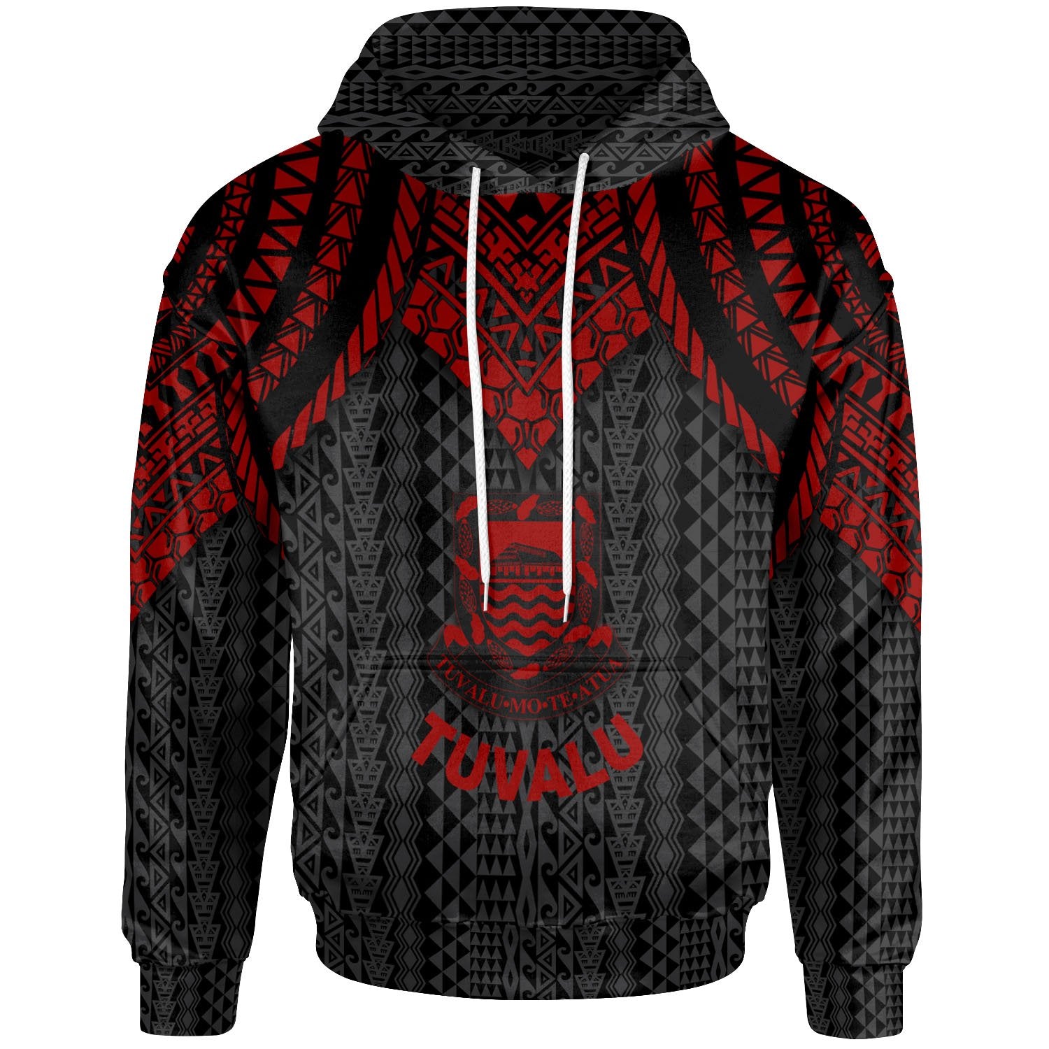 Tuvalu Hoodie Polynesian Armor Style Red Unisex Red - Polynesian Pride