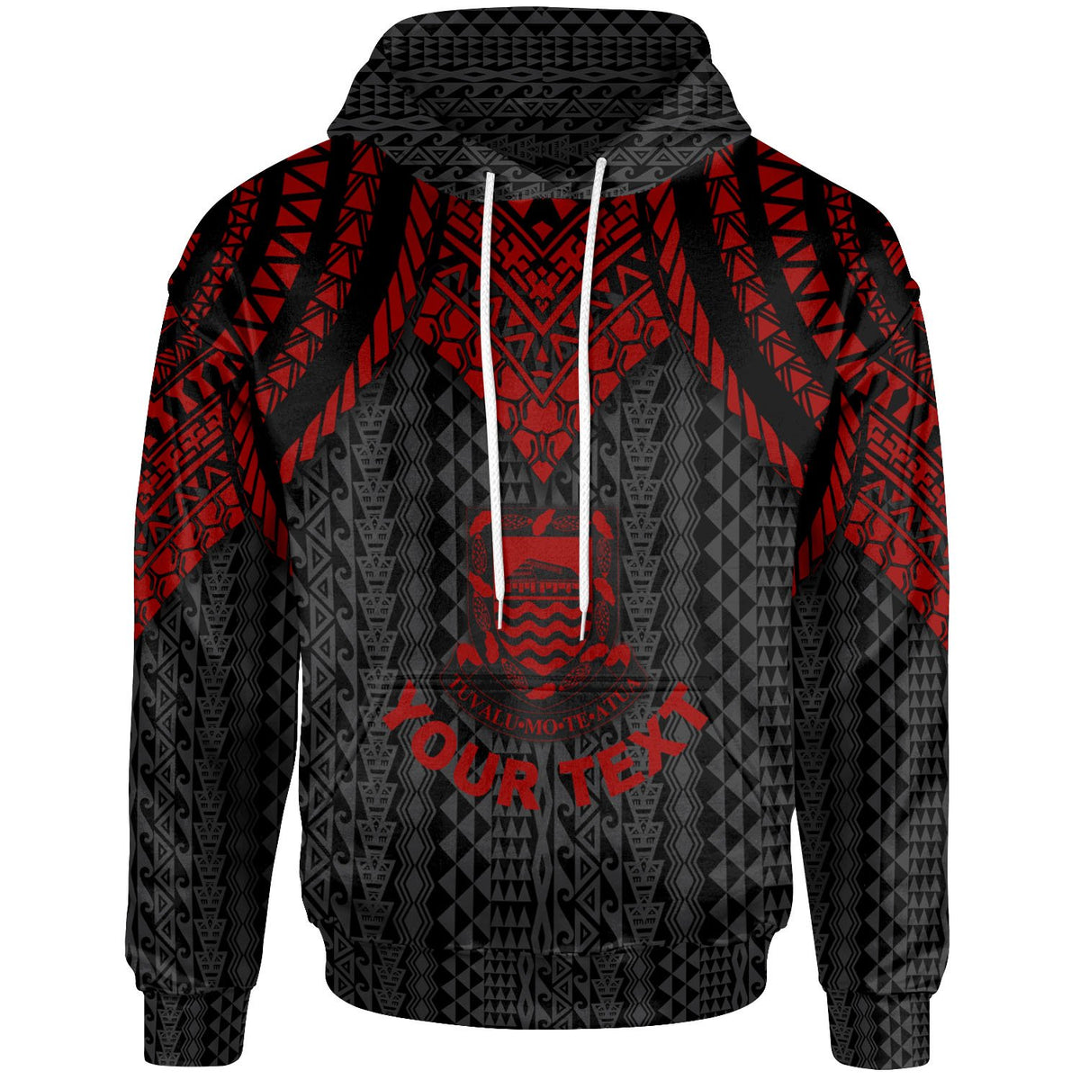 Tuvalu Custom Hoodie Polynesian Armor Style Red Unisex Red - Polynesian Pride