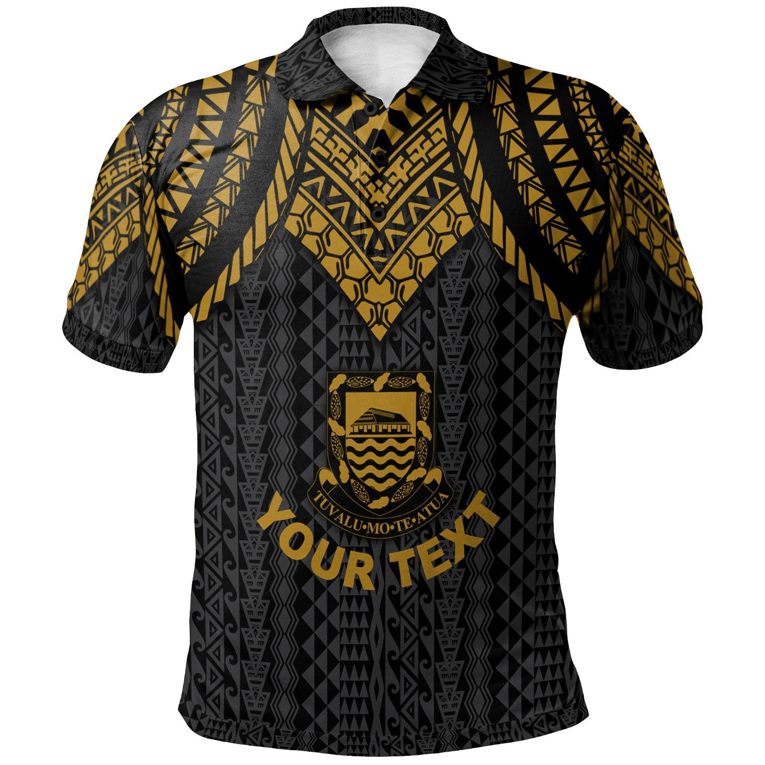 Tuvalu Custom Polo Shirt Polynesian Armor Style Gold Unisex Gold - Polynesian Pride