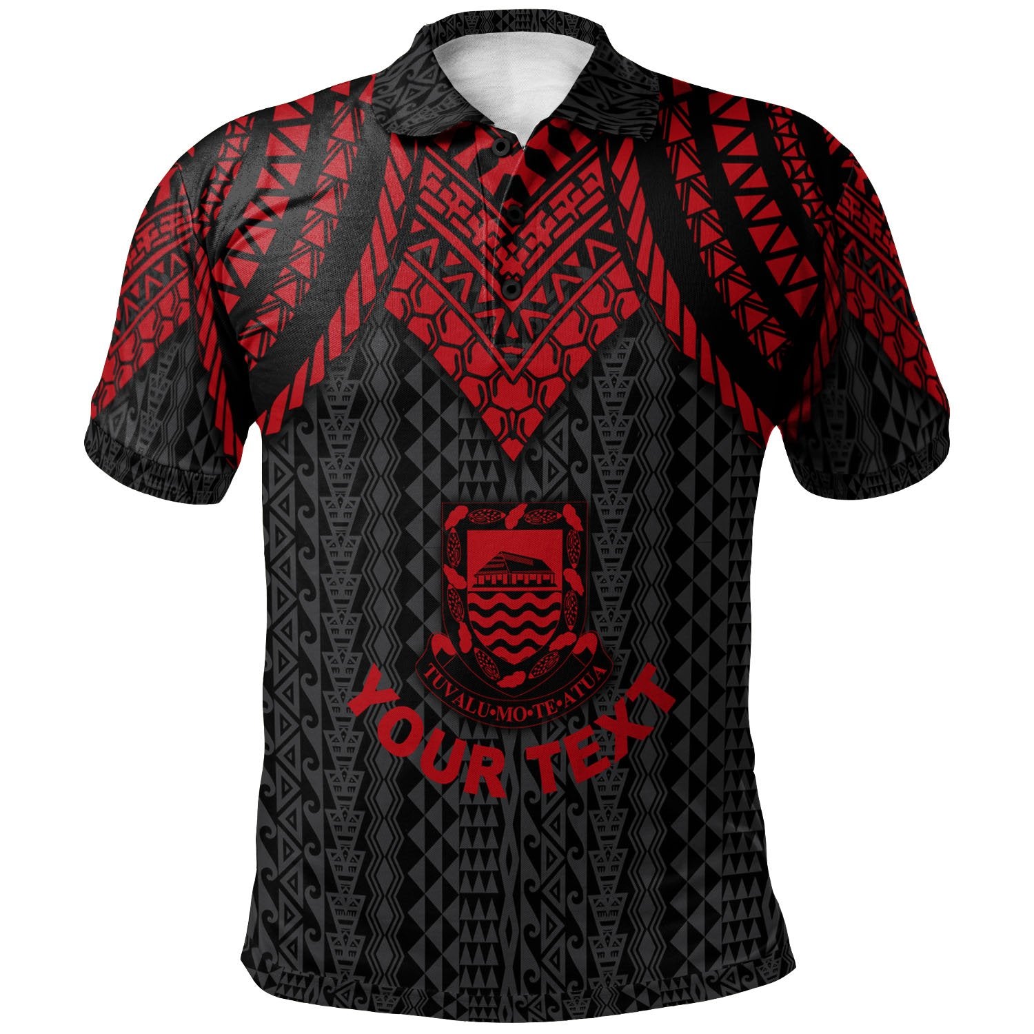 Tuvalu Custom Polo Shirt Polynesian Armor Style Red Unisex Red - Polynesian Pride