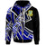 Tuvalu Zip up Hoodie Tribal Flower Special Pattern Blue Color Unisex Blue - Polynesian Pride