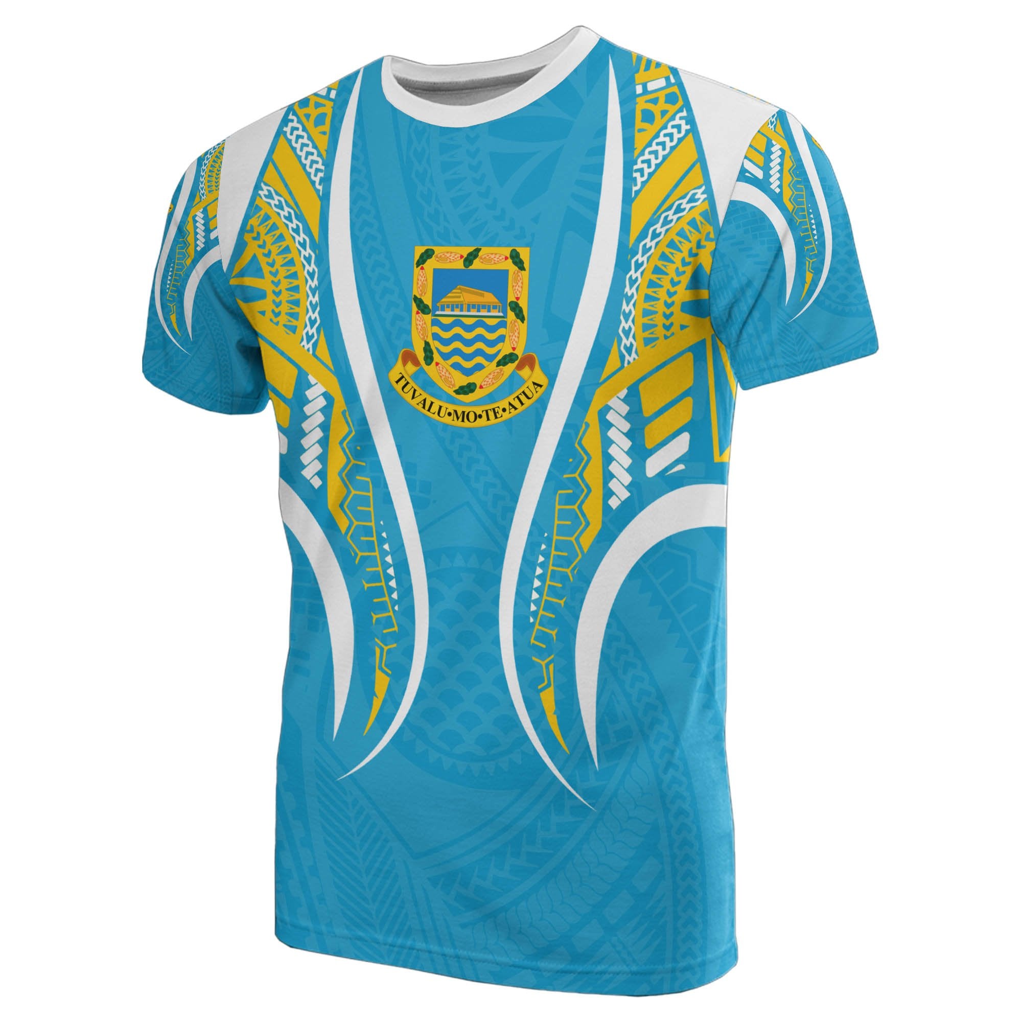 Tuvalu T Shirt Coat of Arms Polynesian Stylized Unisex Blue - Polynesian Pride