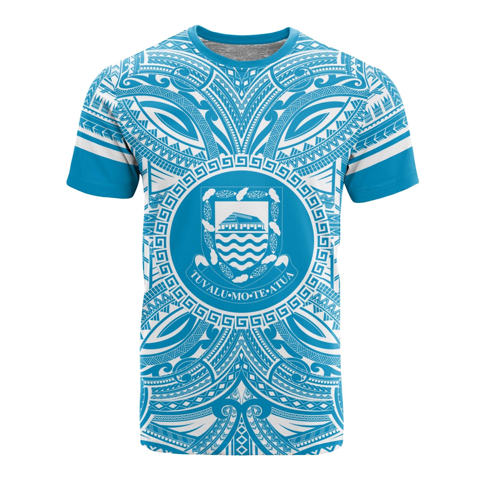 Tuvalu T Shirt Tuvaluan Coat of Arms Polynesian Flag Color Unisex Blue - Polynesian Pride