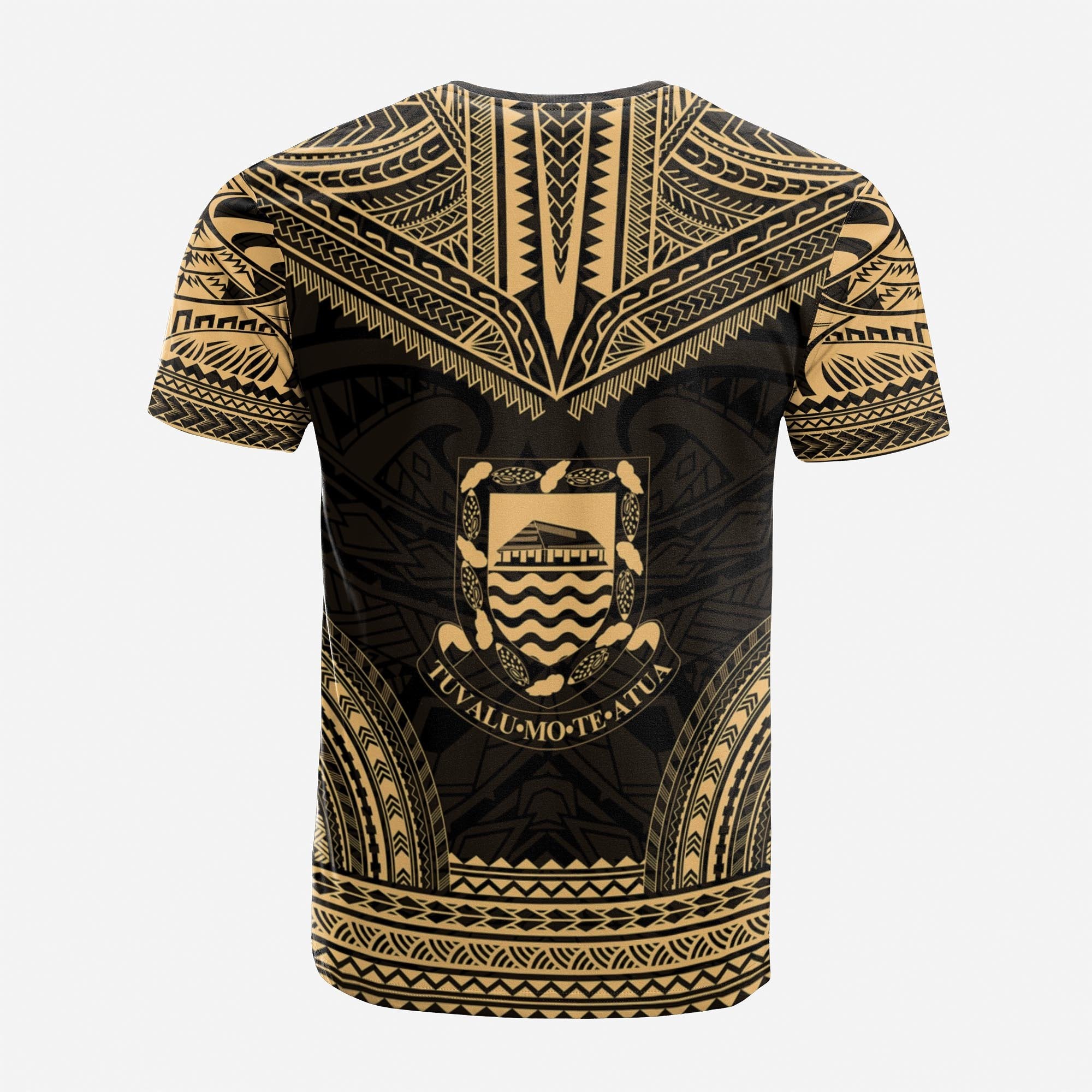 Tuvalu Custom T Shirt Tuvaluan Coat of Arms Polynesian Chief Tattoo Gold Version Unisex Gold - Polynesian Pride