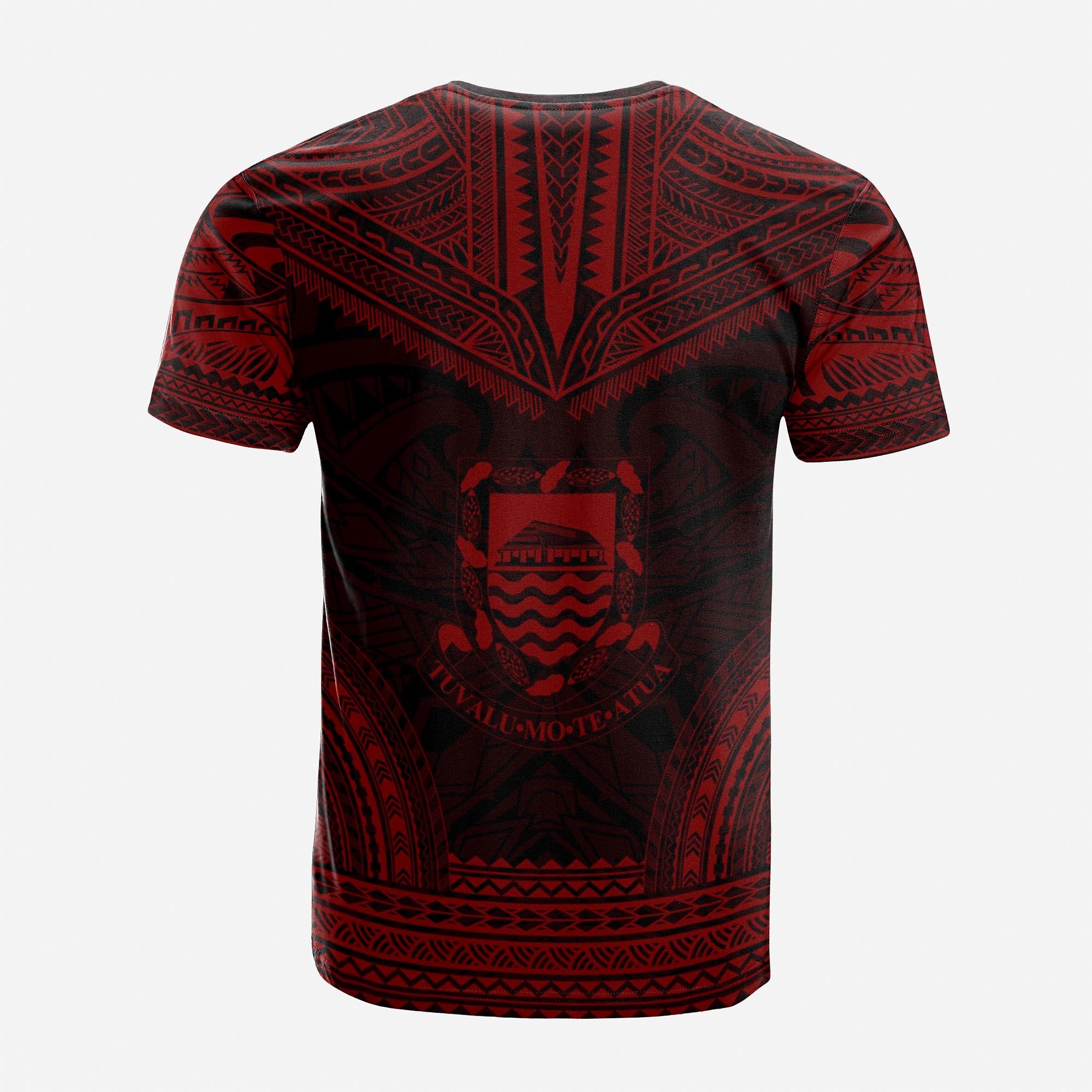 Tuvalu Custom T Shirt Tuvaluan Coat of Arms Polynesian Chief Tattoo Red Version Unisex Red - Polynesian Pride