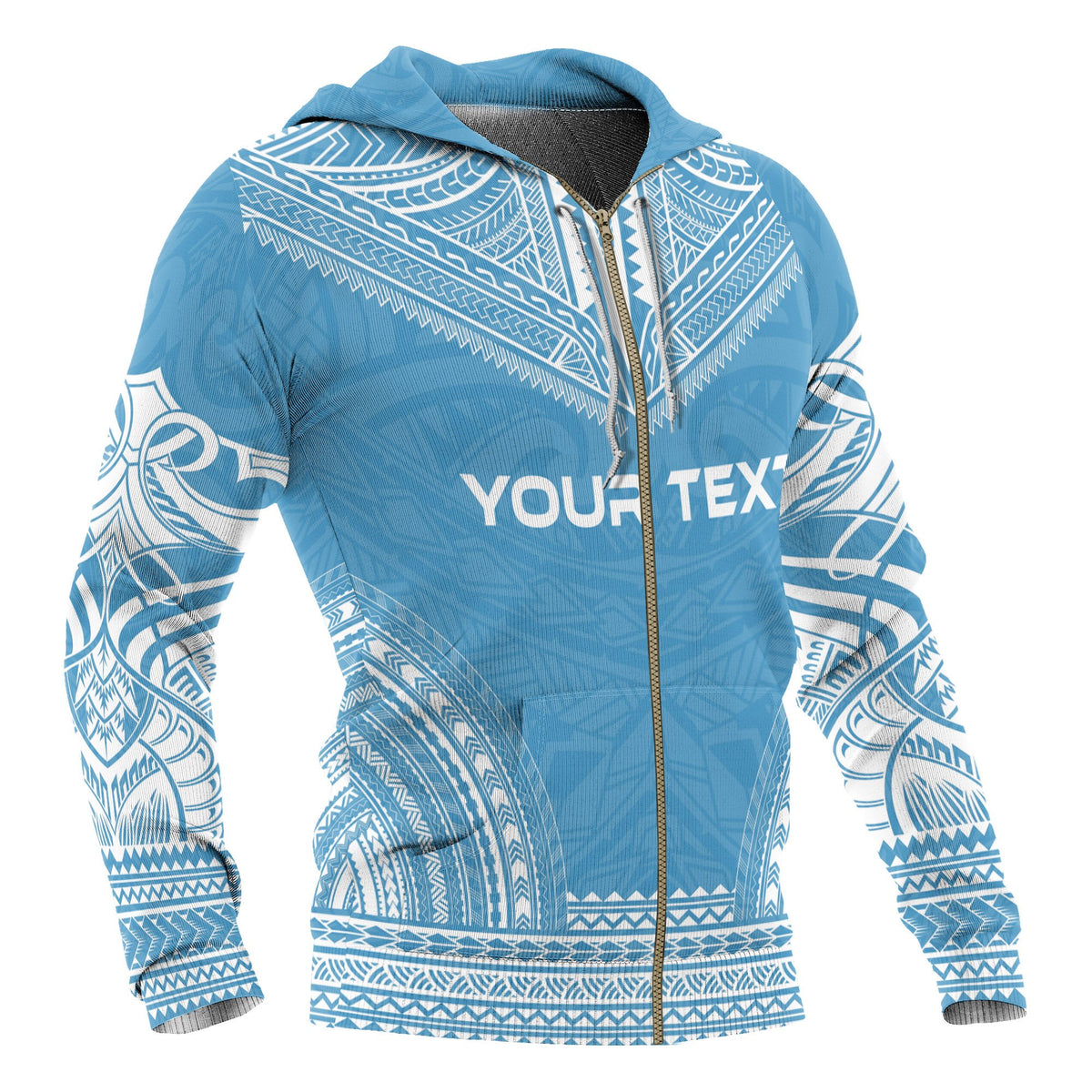 Tuvalu Polynesian Chief Custom Zip up Hoodie Flag Version - Polynesian Pride