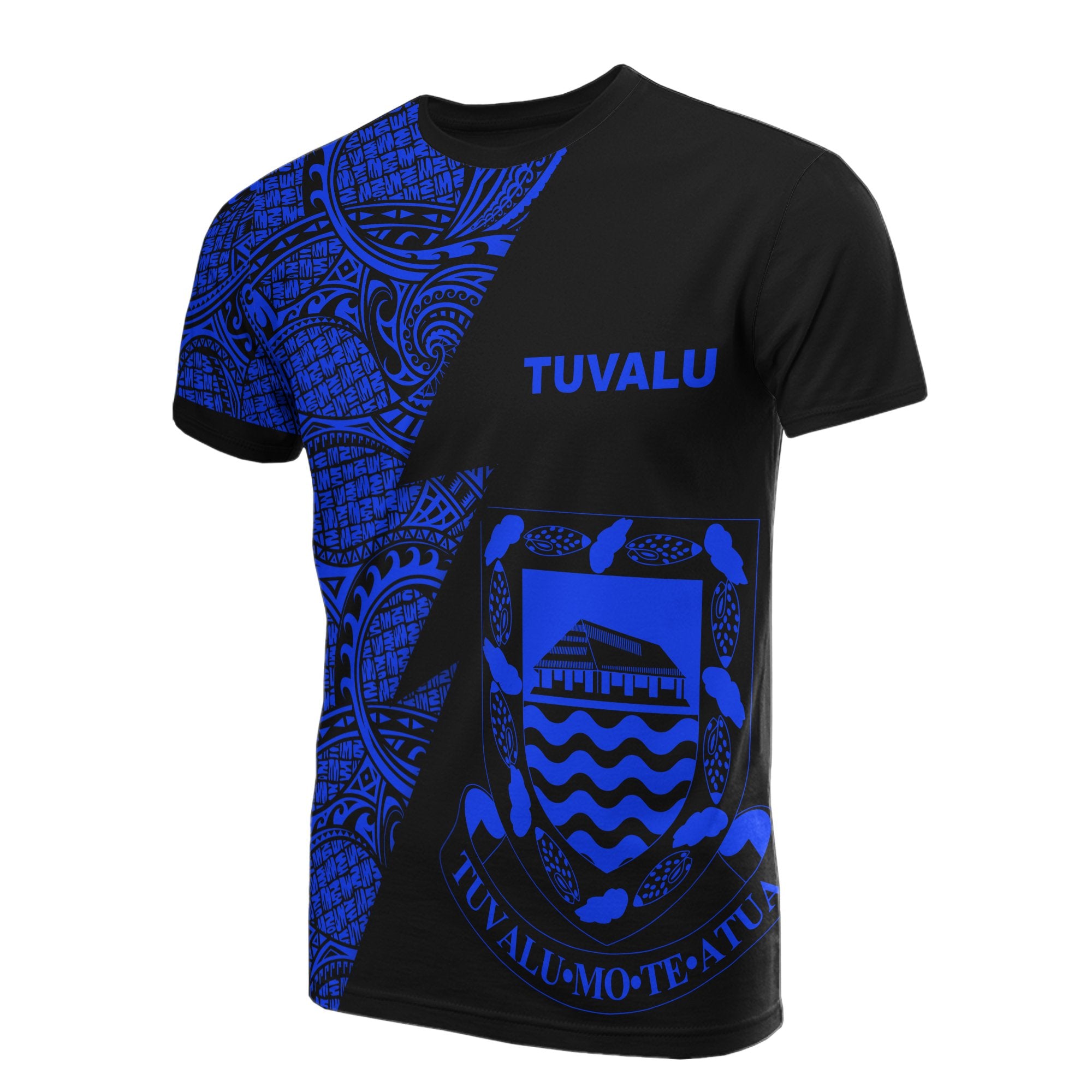 Tuvalu T Shirt Polynesian Pattern Blue Flash Style Unisex Blue - Polynesian Pride