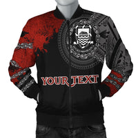 Tuvalu Polynesian Personalised Men's Bomber Jacket - Polynesian Chain Style Black - Polynesian Pride