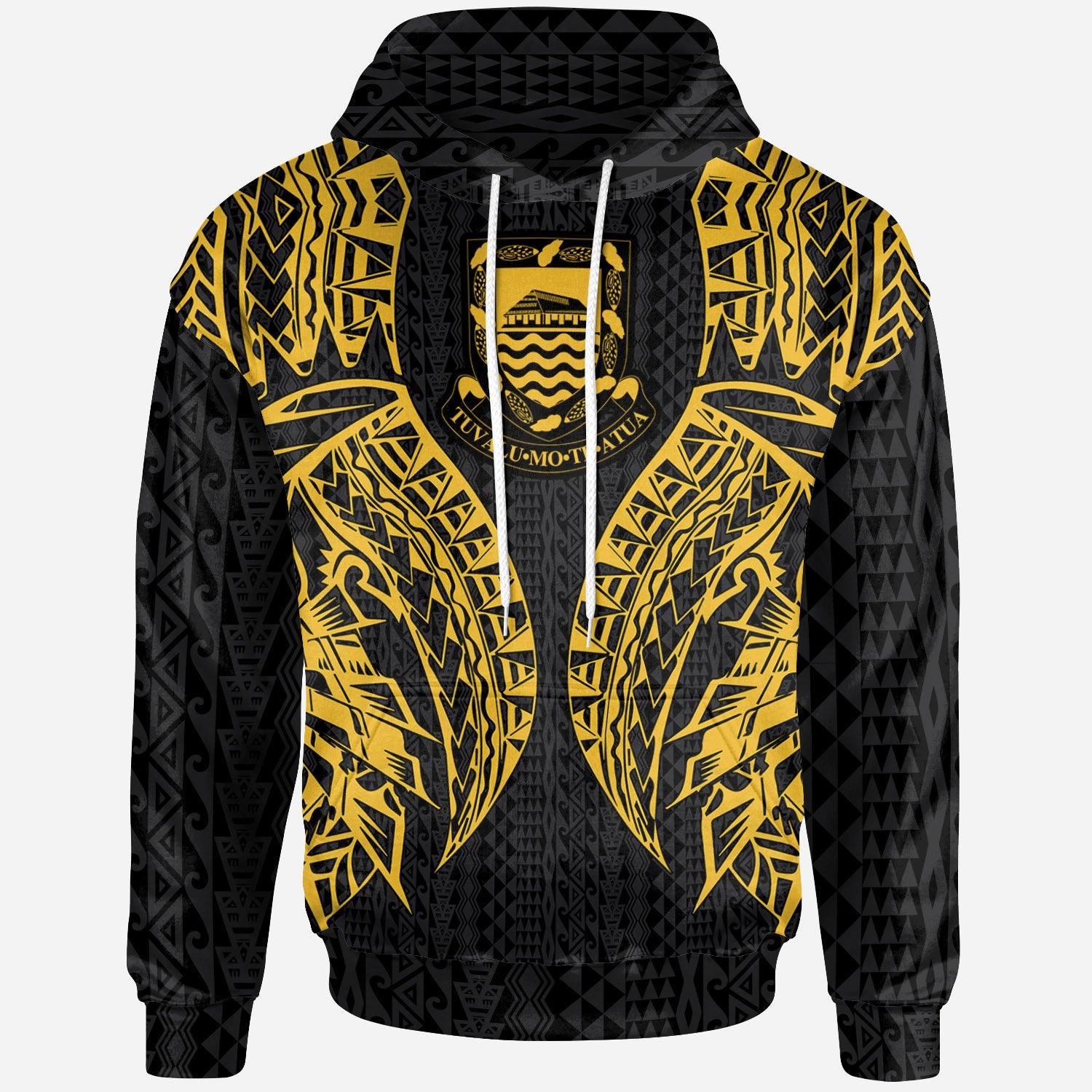 Tuvalu Hoodie Polynesian Lion Head Gold Style Unisex Gold - Polynesian Pride