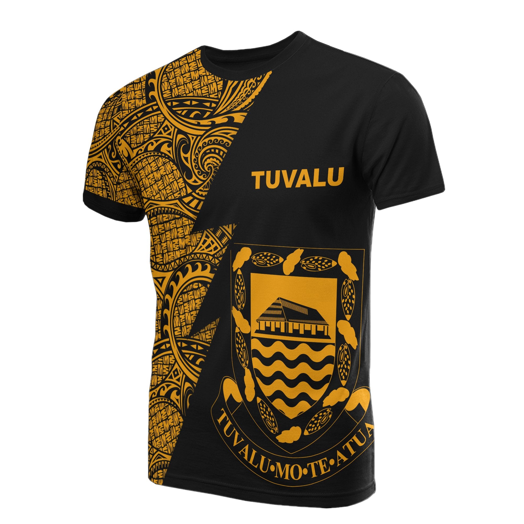 Tuvalu T Shirt Polynesian Pattern Gold Flash Style Unisex Gold - Polynesian Pride