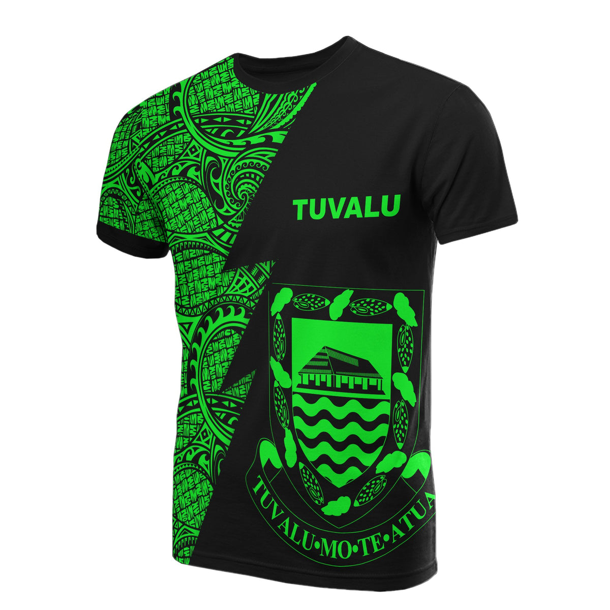 Tuvalu T Shirt Polynesian Pattern Green Flash Style Unisex Green - Polynesian Pride