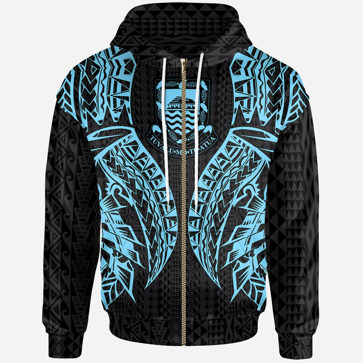Tuvalu Zip up Hoodie Polynesian Lion Head Neon Style Unisex Neon - Polynesian Pride