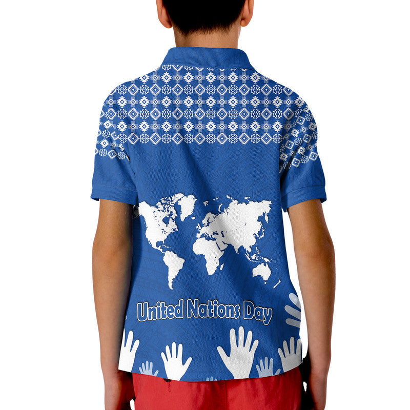 Federated States of Micronesia United Nations Day Polo Shirt Blue Simple World Map Version LT9 - Polynesian Pride