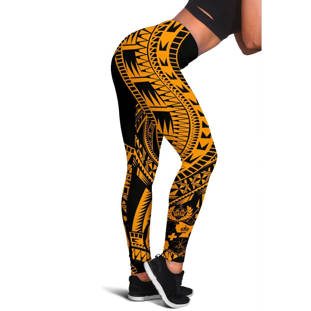 Tonga Women Leggings Polynesian Pattern Gold Gold - Polynesian Pride