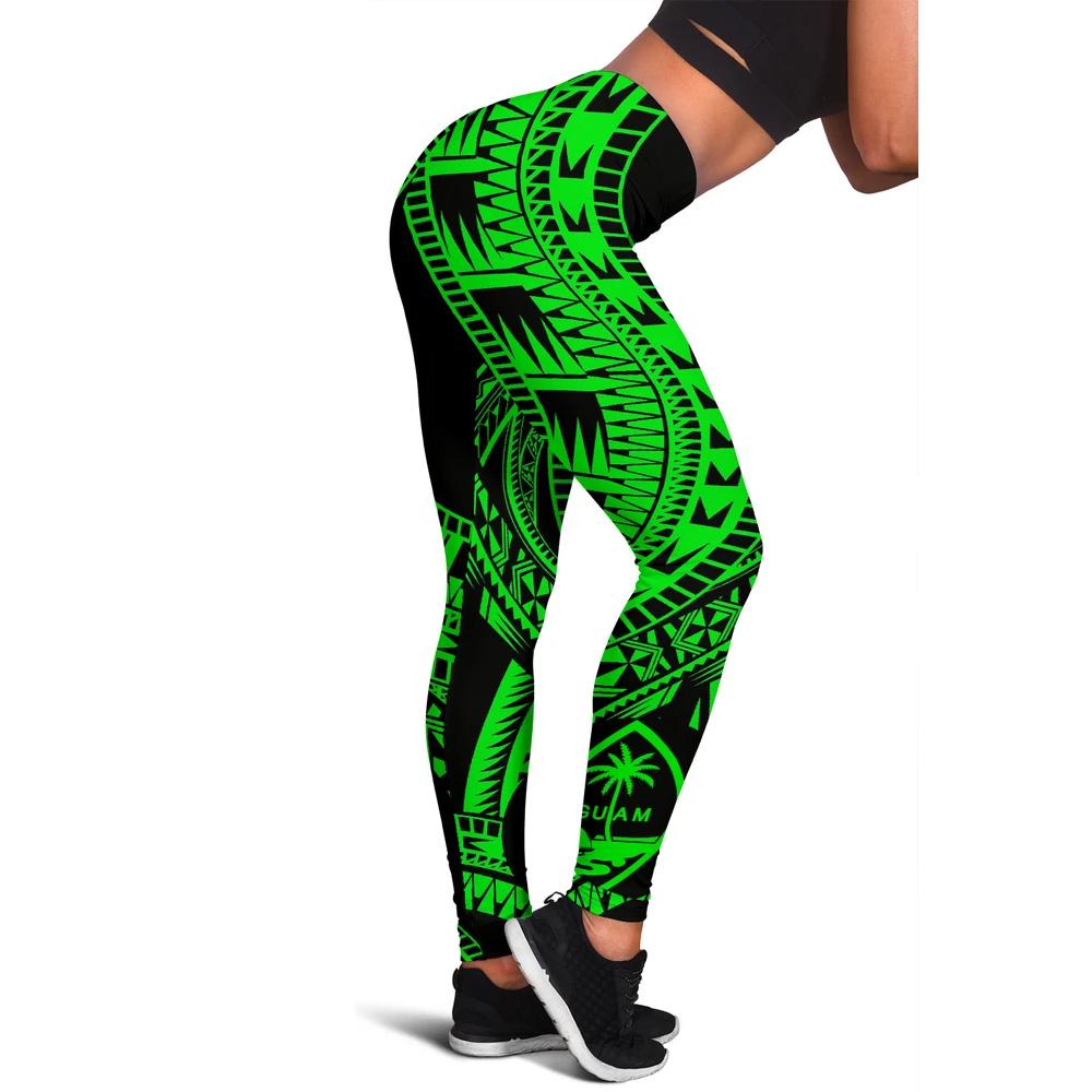 Guam Women Leggings Polynesian Pattern Green Green - Polynesian Pride