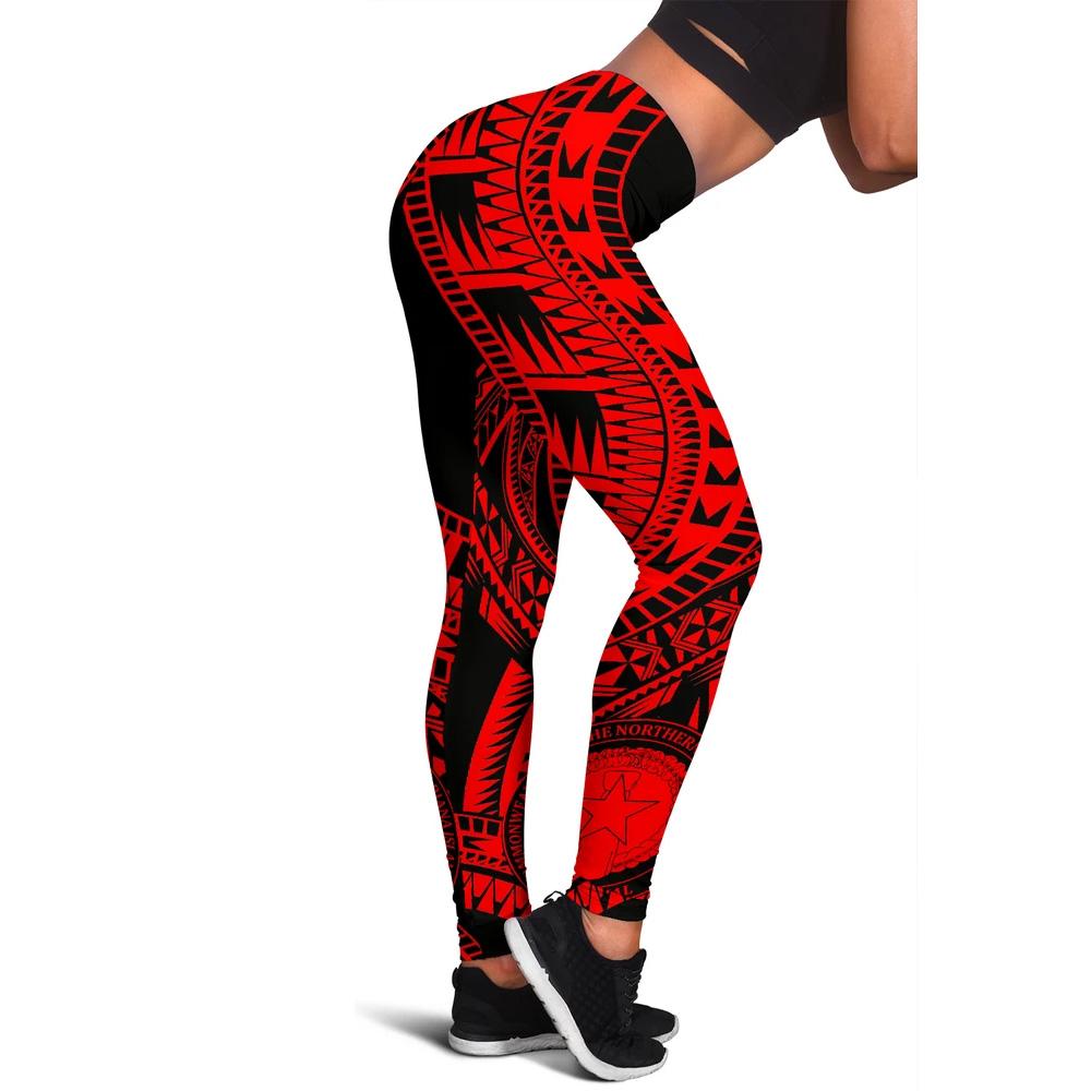 Northern Mariana Islands Women Leggings Polynesian Pattern Red Red - Polynesian Pride