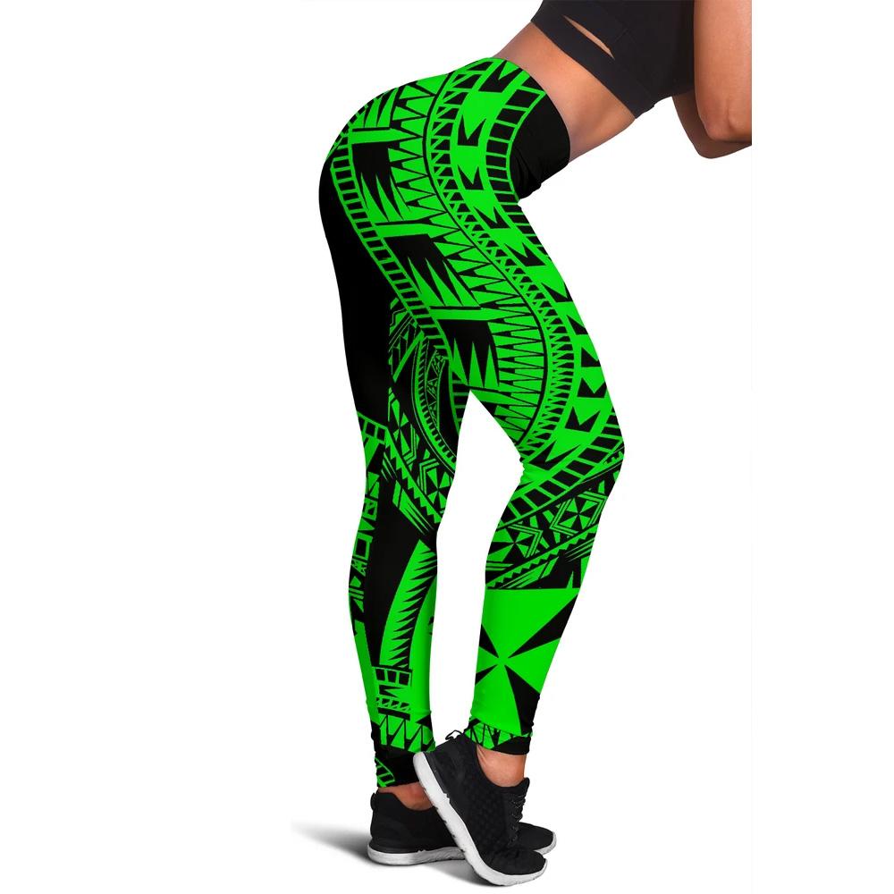 Wallis And Futuna Women Leggings Polynesian Pattern Green Green - Polynesian Pride