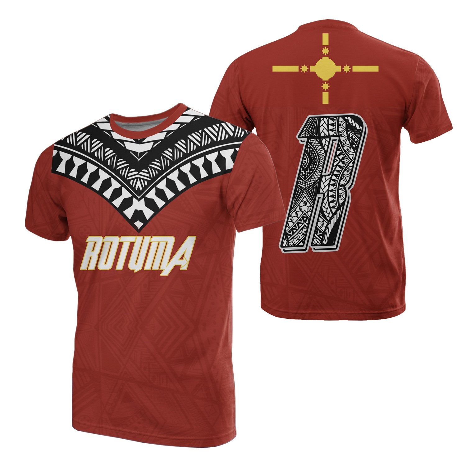 Rotuma All Over T Shirt Rotuma Flag Melanesian Style Unisex Red - Polynesian Pride