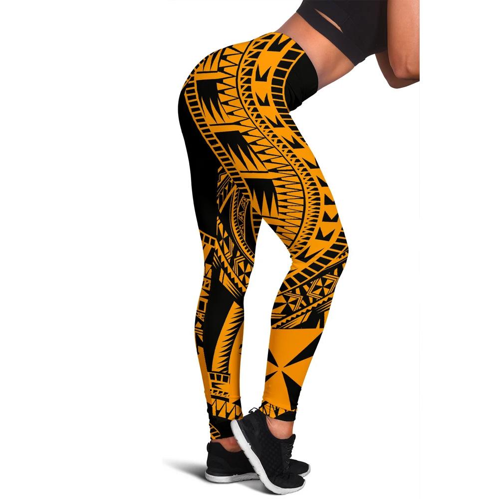 Wallis And Futuna Women Leggings Polynesian Pattern Gold Gold - Polynesian Pride