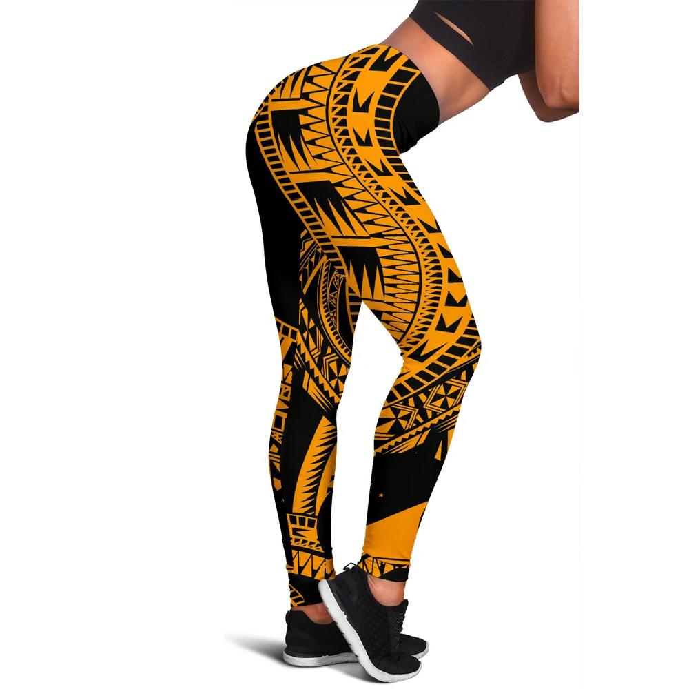 Tokelau Women Leggings Polynesian Pattern Gold Gold - Polynesian Pride