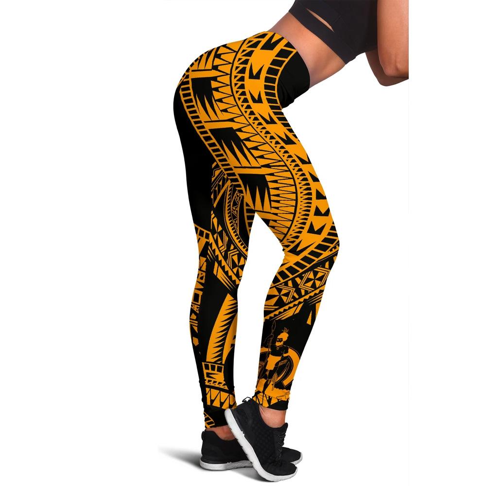 Vanuatu Women Leggings Polynesian Pattern Gold Gold - Polynesian Pride