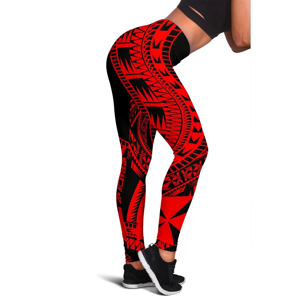 Wallis And Futuna Women Leggings Polynesian Pattern Red Red - Polynesian Pride