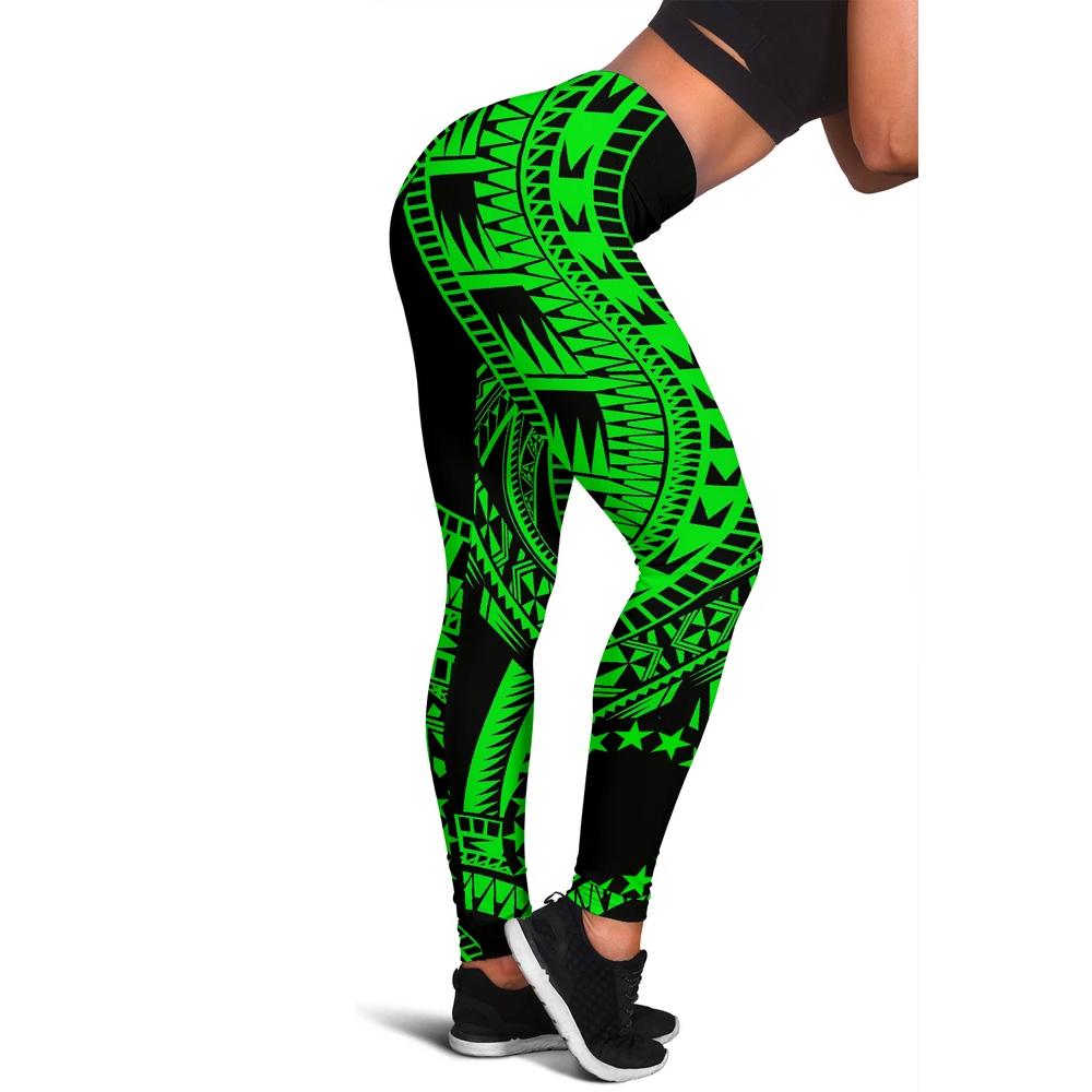 Cook Islands Women Leggings Polynesian Pattern Green Green - Polynesian Pride