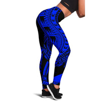 Tokelau Women Leggings Polynesian Pattern Blue Blue - Polynesian Pride