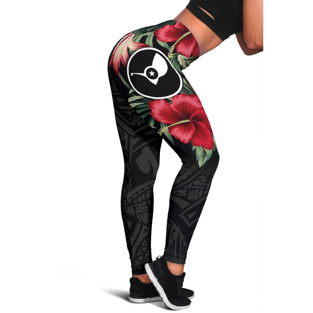 Yap Polynesian Leggings - Hibiscus Coat of Arms Black - Polynesian Pride