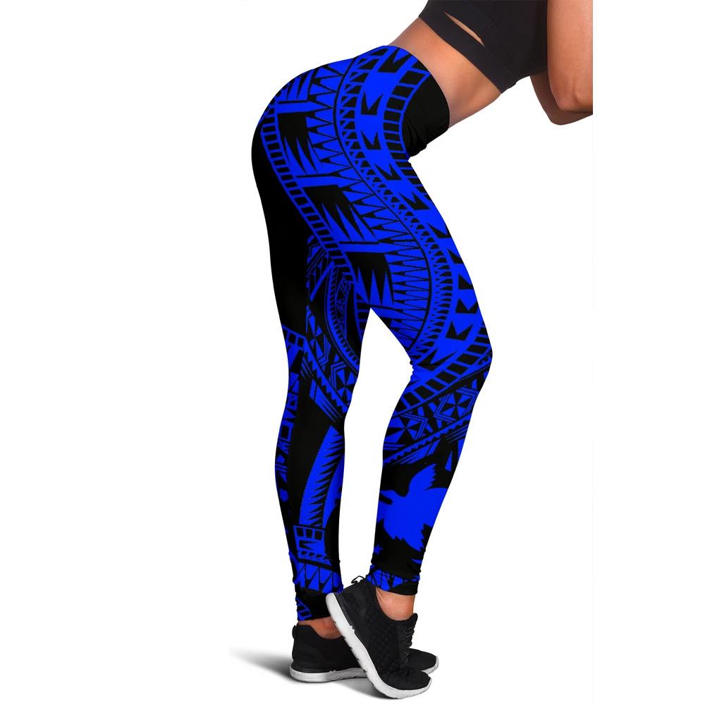 Papua New Guinea Women Leggings Polynesian Pattern Blue Blue - Polynesian Pride