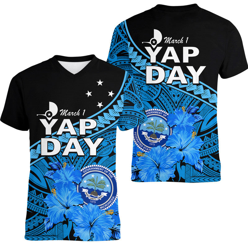 Yap State Day V-NECK T Shirt Yap Flag and FSM Seal LT9 - Polynesian Pride