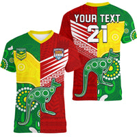 (Custom Personalised) Australia Kangaroos and Mate Maa Tonga V-Neck T Shirt No2 LT9 - Polynesian Pride