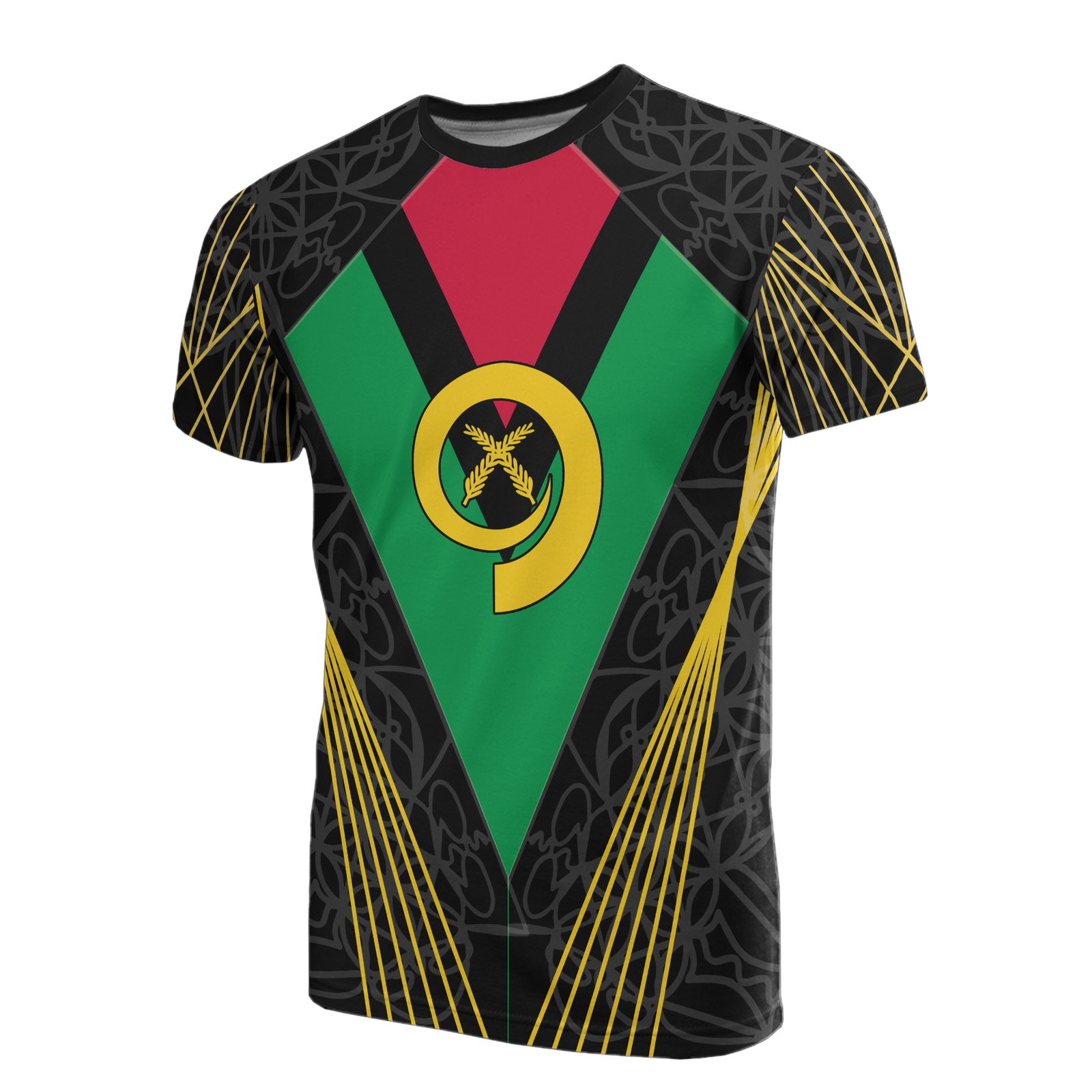 Vanuatu T Shirt Vanuatuan Flag Coat of Arms Spotlight Style Unisex Black - Polynesian Pride