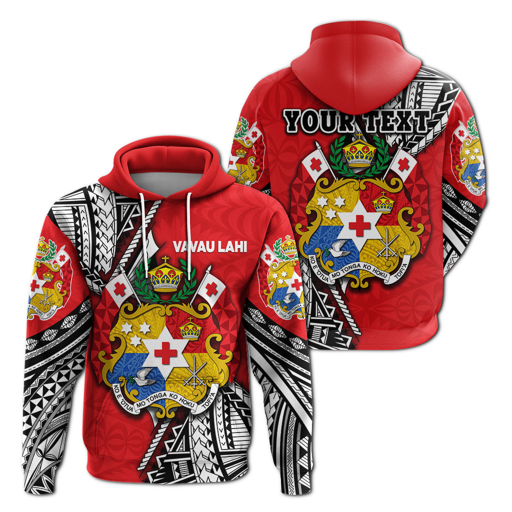 (VAVAU LAHI) Tonga Rugby Hoodie Polynesian Style Pinwheel Custom Back Unisex Red - Polynesian Pride