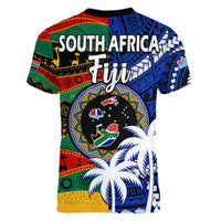 Indigenous South Africa Mixed Fiji Palm Tapa V-Neck T Shirt LT9 - Polynesian Pride