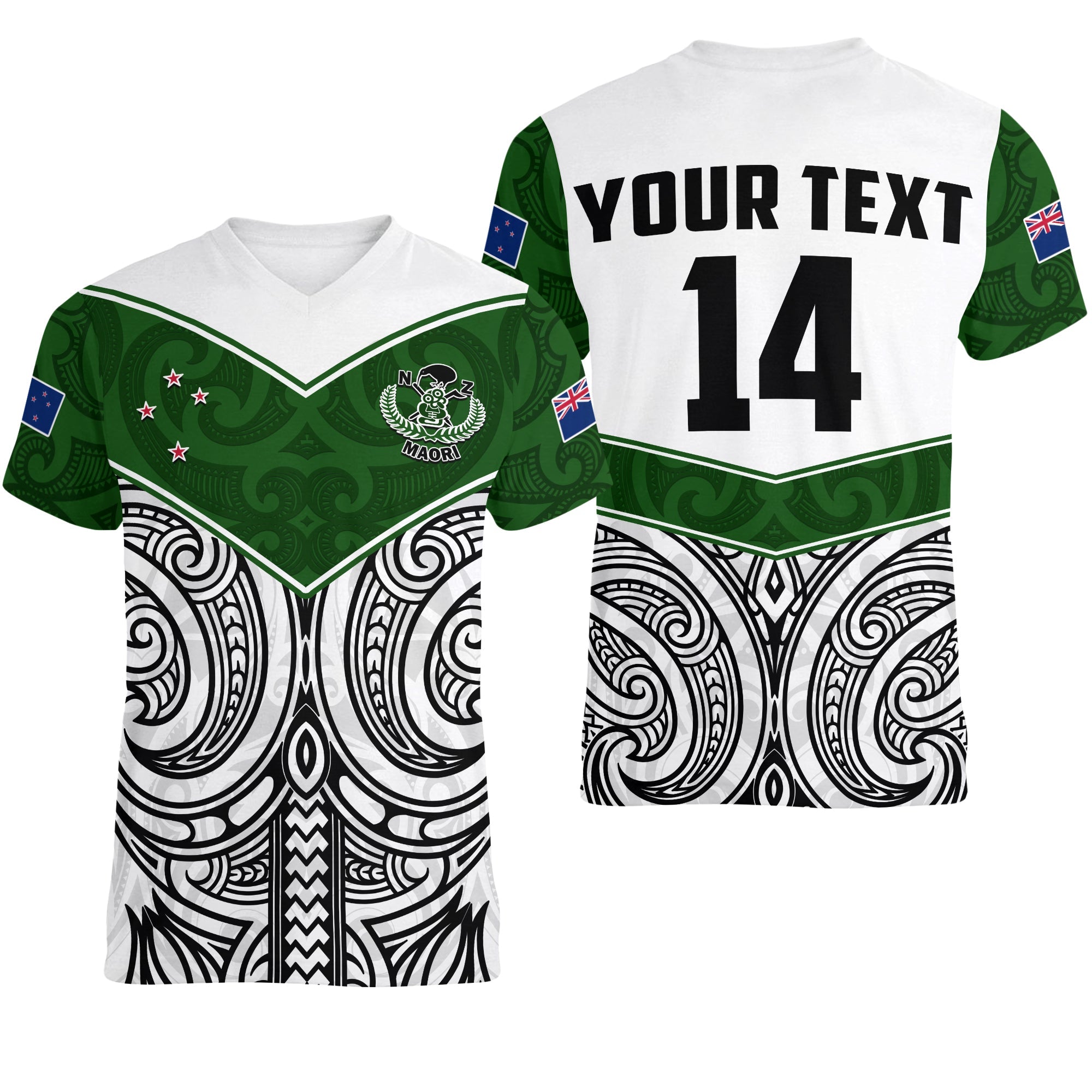 (Custom Text And Number) New Zealand Silver Fern Rugby V-Neck T Shirt Maori Pacific LT14 Female White - Polynesian Pride