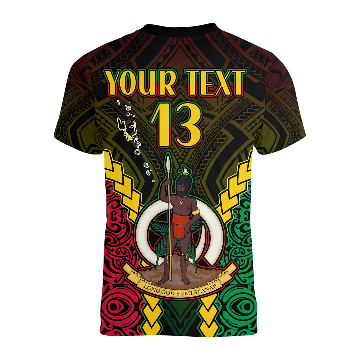 (Custom Text and Number) Vanuatu Indigenous V Neck T Shirt Proud To Be Ni Vanuatu Polynesian Pattern LT13 - Polynesian Pride